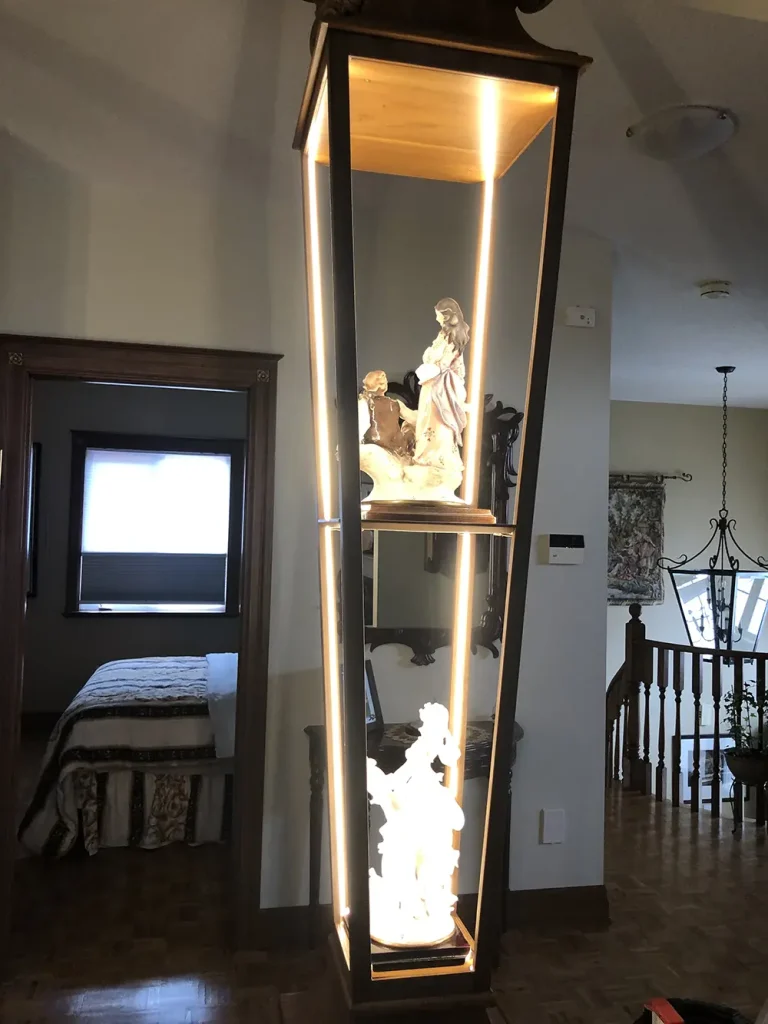 Custom display tower with integrated LED strip lighting