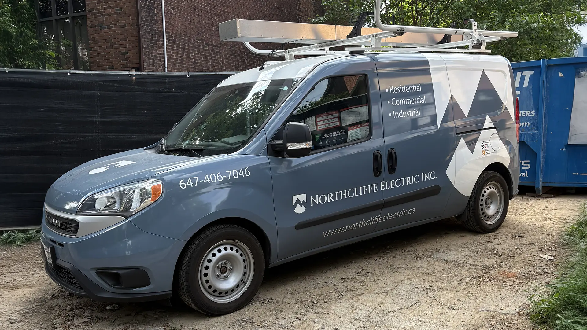 Northcliffe Electric service van at a Toronto job site